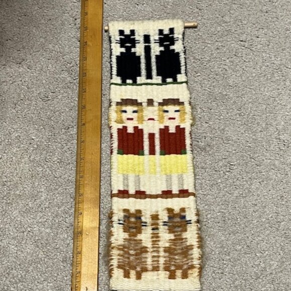 VTG Loom Woven Folk Wall Hanging Textile Tapestry by Edward Winter 4.5"x15" - Picture 15 of 16